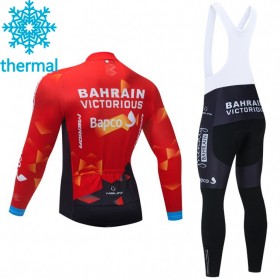 Fietskleding (Fietsshirt Lange Mouw + Lange Koersbroek) 2021 Team Bahrain Victorious N001 Winter Thermal Fleece